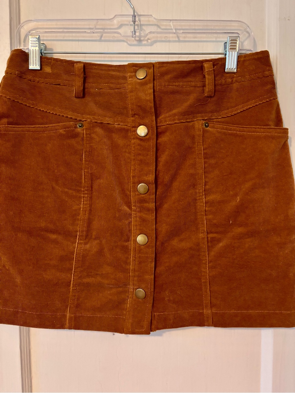 Lulu's Rust Corduroy Button-Front Mini Skirt